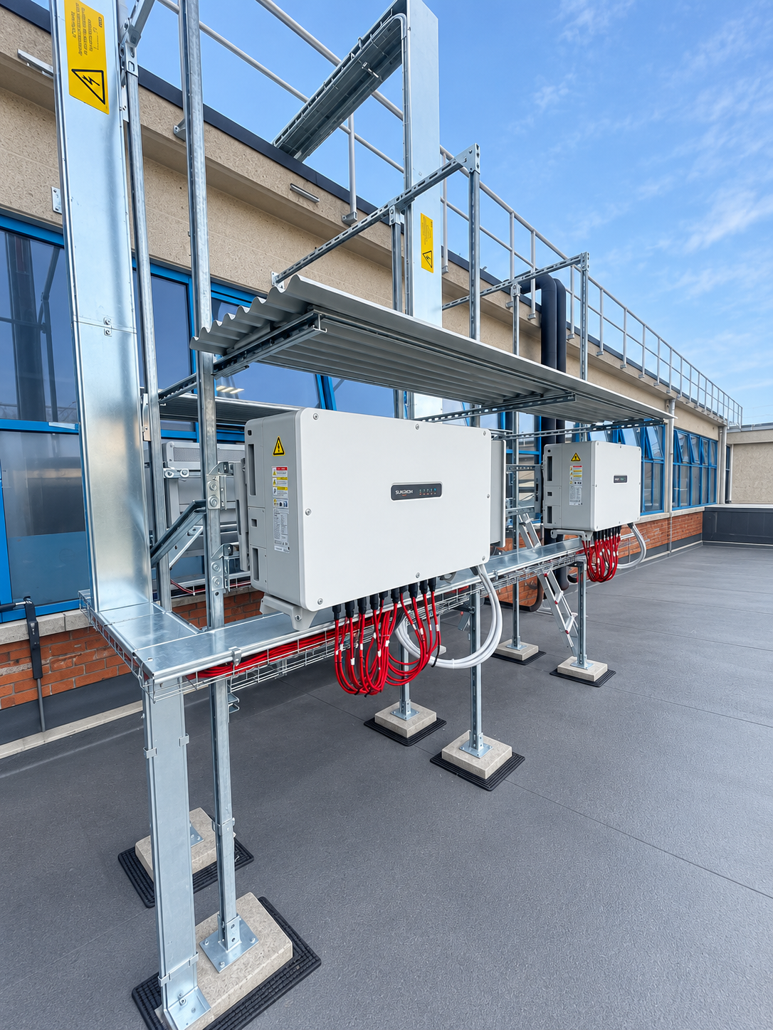 Inverter fotovoltaici installati in una struttura industriale